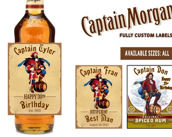 Custom Captain Morgan Spiced Rum Label Bottle | Captain Morgan Birthday Label - Personalized For Weddings, Birthdays, or Any Occasion