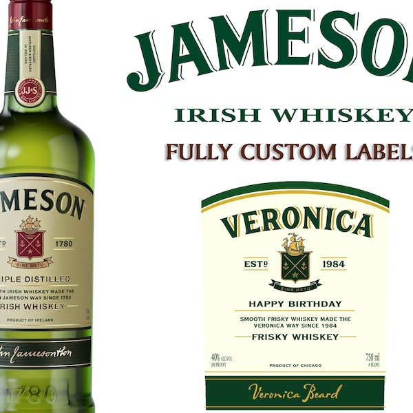 Custom Jameson Irish Whiskey Label Bottle | Jameson Birthday Label | Jameson Label | Personalized For Weddings, Birthdays or Any Event