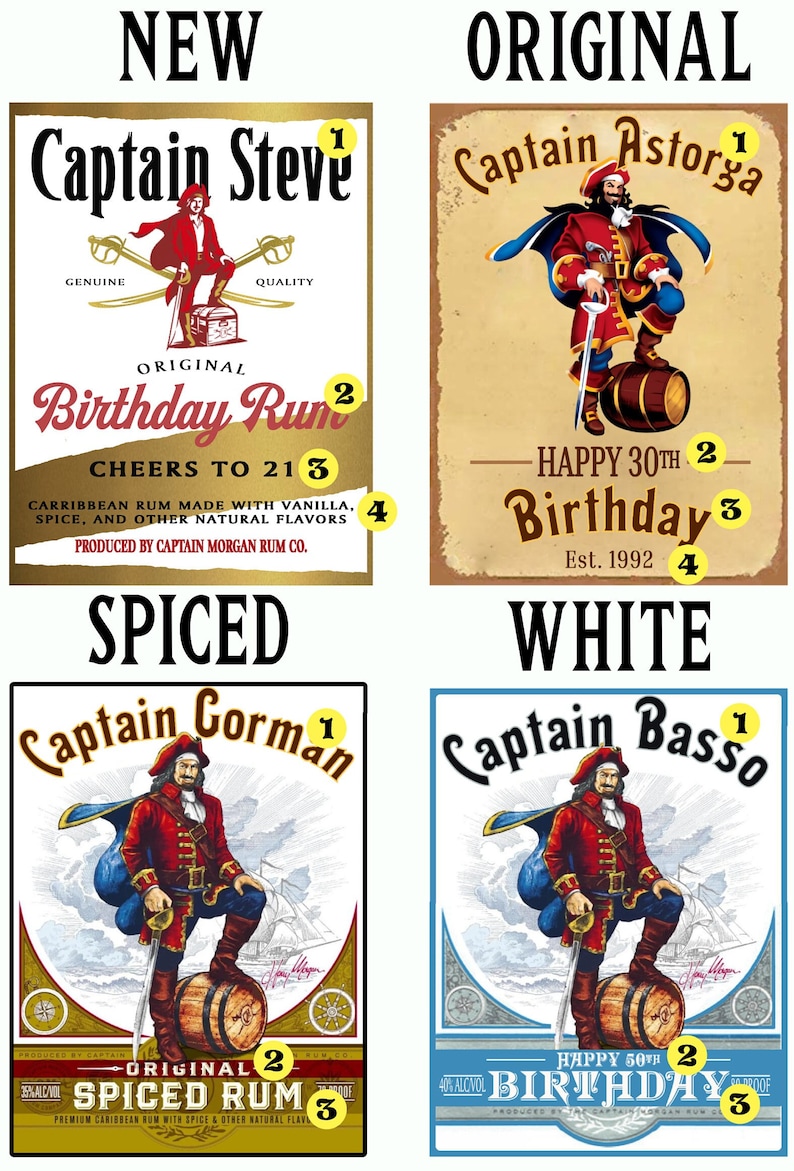 Benutzerdefinierte Captain Morgan Spiced Rum Label Flasche Captain Morgan Birthday Label personalisiert für Hochzeiten, Geburtstage oder jeden Anlass Bild 2