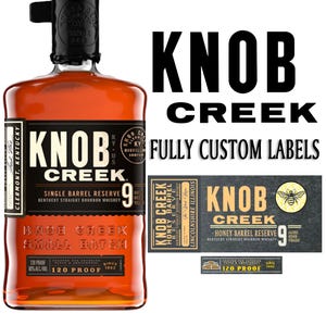 Spersonalizowana butelka z etykietą Knob Creek | Spersonalizowana whisky Knob Creek na urodziny, wesele, dla drużbów, rocznicę, Boże Narodzenie, wydarzenia firmowe