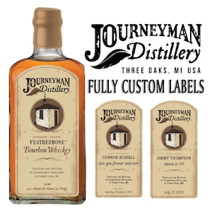 Etichetta personalizzata per bottiglia di distilleria Journeyman / Regalo personalizzato per distilleria Journeyman per compleanno, matrimonio, sposo, anniversario, Natale