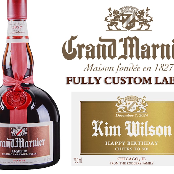 Grand Marnier Label Bottle | Grand Marnier Birthday Label | Grand Marnier Label | Orange Liqueur | Personalized For Weddings, Birthdays, etc