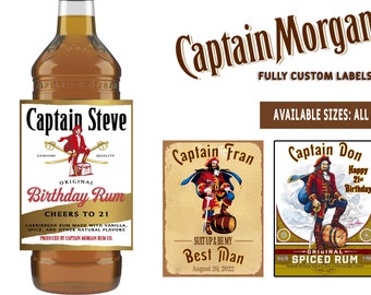 Custom Captain Morgan Spiced Rum Label Bottle | Captain Morgan Birthday Label - Personalized For Weddings, Birthdays, or Any Occasion