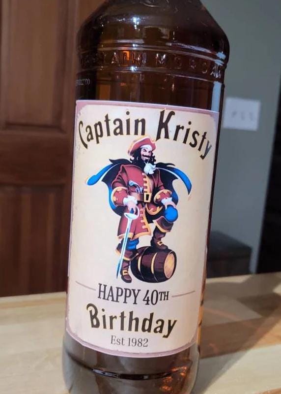 Rum Gifts Personalized Navy Spiced Rum Bottle Label - Custom Text For ...