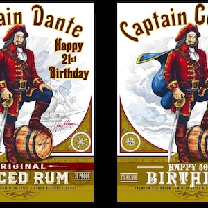Benutzerdefinierte Captain Morgan Spiced Rum Label Flasche Captain Morgan Birthday Label personalisiert für Hochzeiten, Geburtstage oder jeden Anlass Bild 5