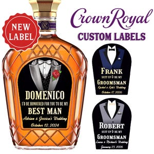 Botella con etiqueta Crown Royal personalizada / Regalo Crown Royal personalizado para cumpleaños, bodas, padrinos de boda, aniversario, Navidad, eventos corporativos