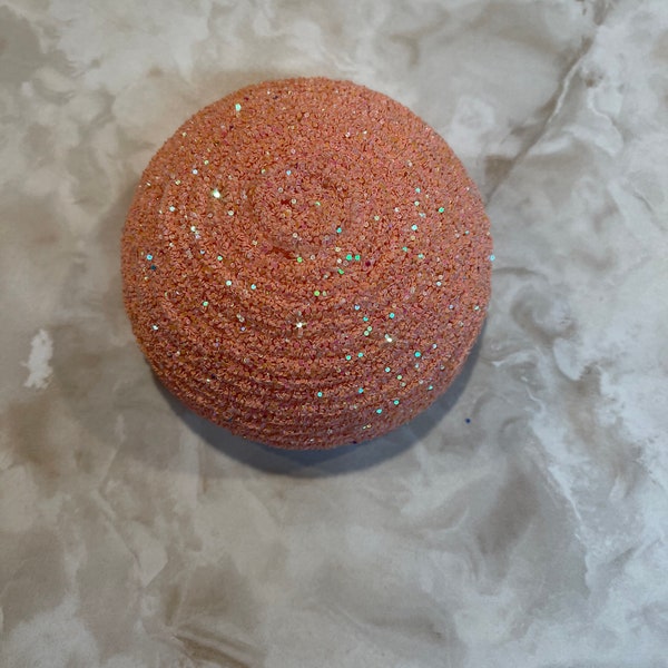 4.5” domed peach diamond rope flower center flower center, glitter rope, sunflower center