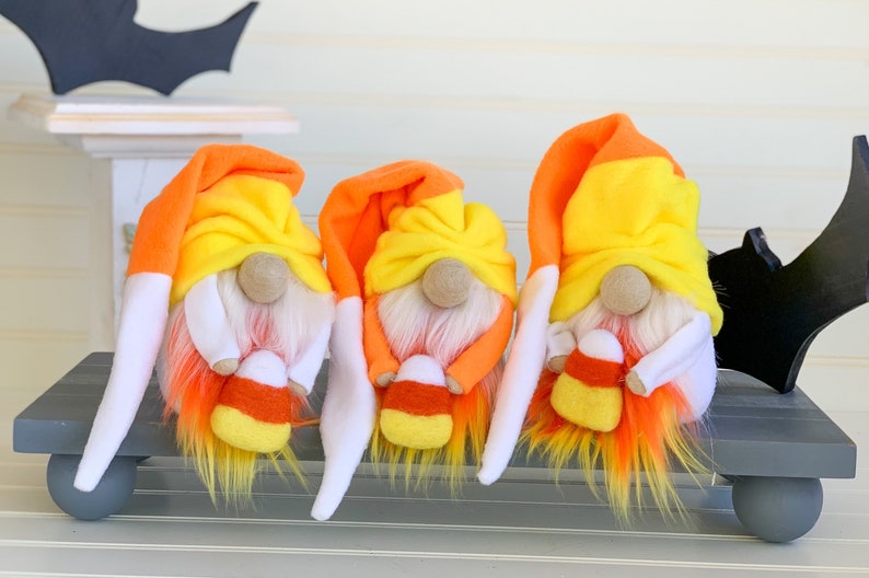 Candy Corn Halloween Plush Gnome - Etsy