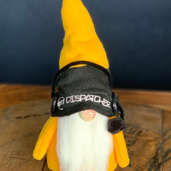911 Dispatcher Gift Gnome ~ Thin Gold Line ~ First Responder ~ 9-1–1
