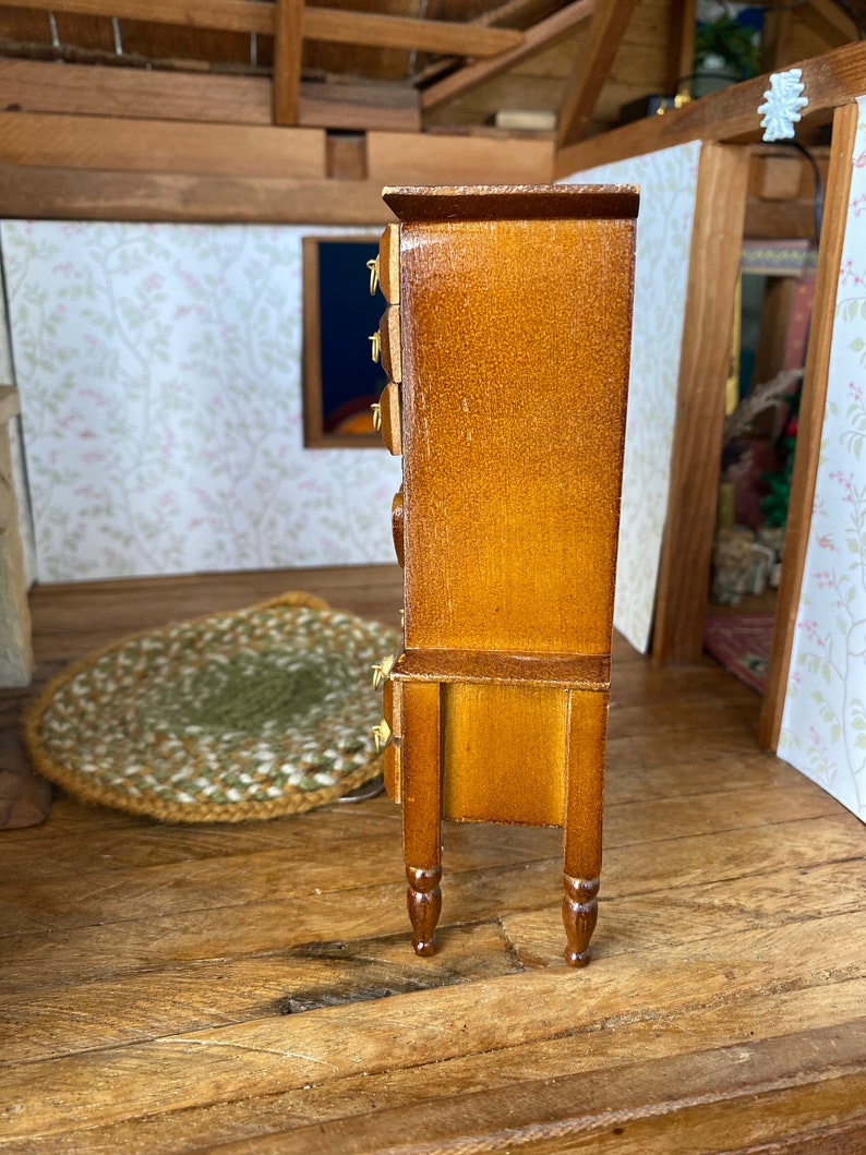 112 Scale Vintage Dollhouse 5 Working Drawers Tall Footed Dresser