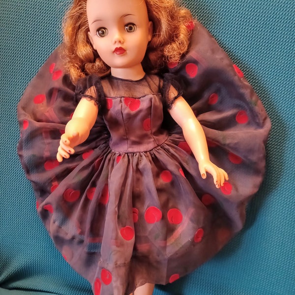 VT 18 Navy Blue Cherries Dress and Petticoat for Miss Revlon Doll