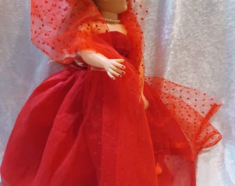 Lady in Red for 18" Doll 1950's Ballgown and Net Wrap