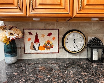 Modèle de mini courtepointe dinde et gnome de Thanksgiving (téléchargement numérique)