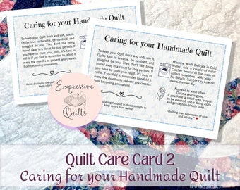 Quilt Care Cards - Care Instructions, Laundry Care - PDF 8.5x11" Instant Download