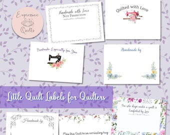 Little Quilt Labels for Quilters for Handmade Items, including Quilt Care Tags  - 12 JPEGs & 3 PDFs