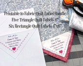 Quilt Labels Printable to Fabric digital download Bundle- 5 Triangle Corner Labels - 6 Labels 4x6 quot