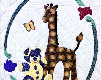 Giraffe & Teddy Bear Baby Quilt Pattern: Applique or Whole Cloth (Digital Download)