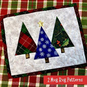 Weihnachtsbäume Mug Rugs, traditionell & modern - ca 9 &quot;x 11&quot; mit vollständiger Anleitung - digitaler sofortiger Download Muster