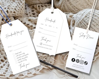 Editable Craft Show Tags: Price, Branding, & Care Instructions (Canva Template)