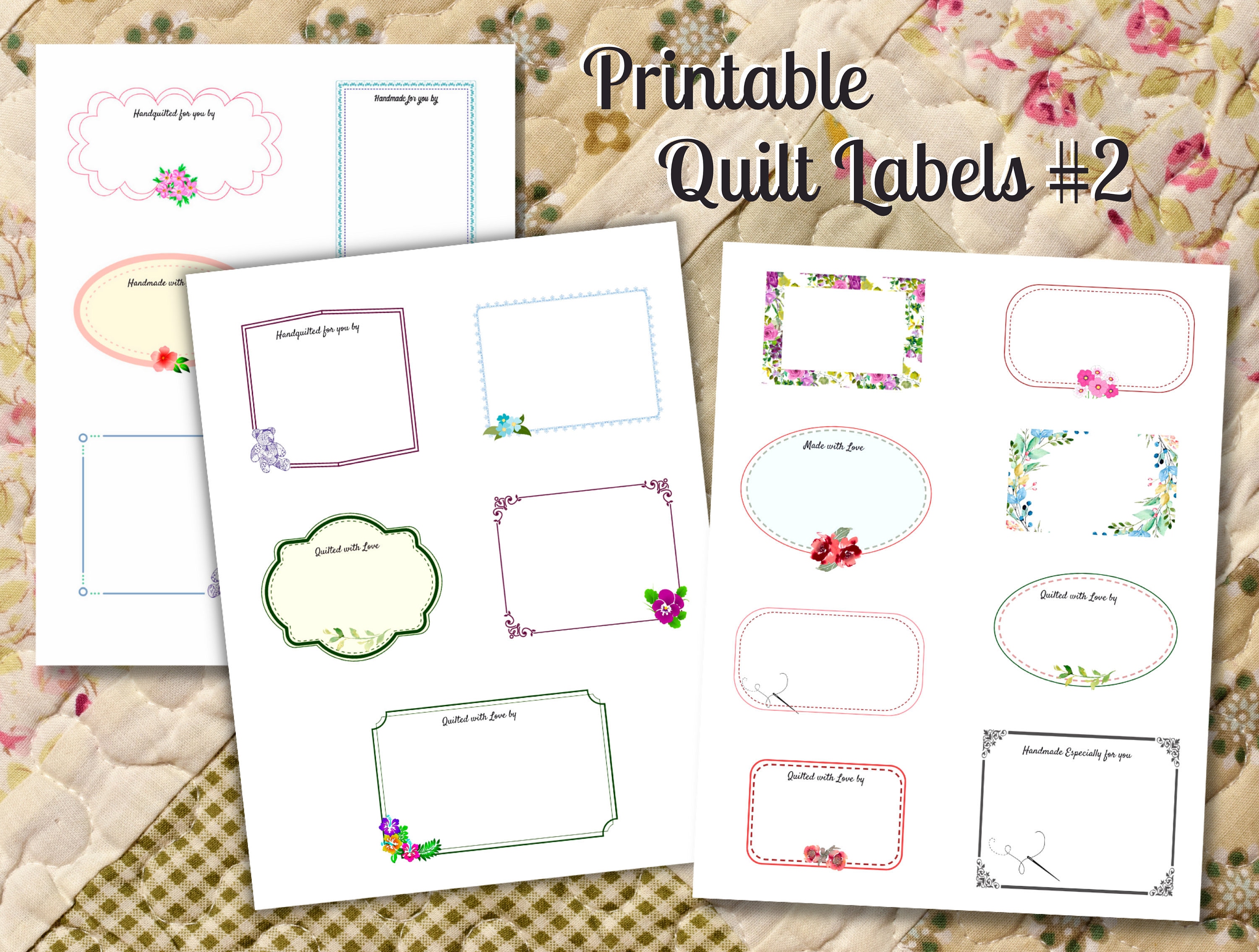 Quilt Labels Printable to Fabric digital download Bundle - 5 Triangle  Corner Labels - 6 Labels 4x6 –