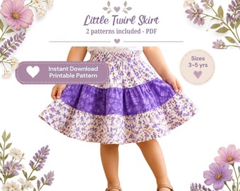Girls' Twirly Skirt - 2 Patterns 3 - 5 Year Olds (Digital Download)