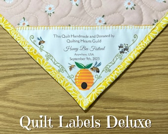 Quilt Labels Deluxe are Designs to Printable to Fabric, a digital download Bundle - 8 Triangle Corner Labels - 28 approx 3.5 x 4 Labels