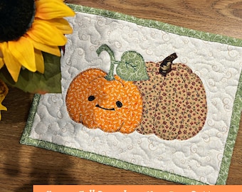 Happy Pumpkins Mug Rug Pattern: Autumn Applique (Digital Download)