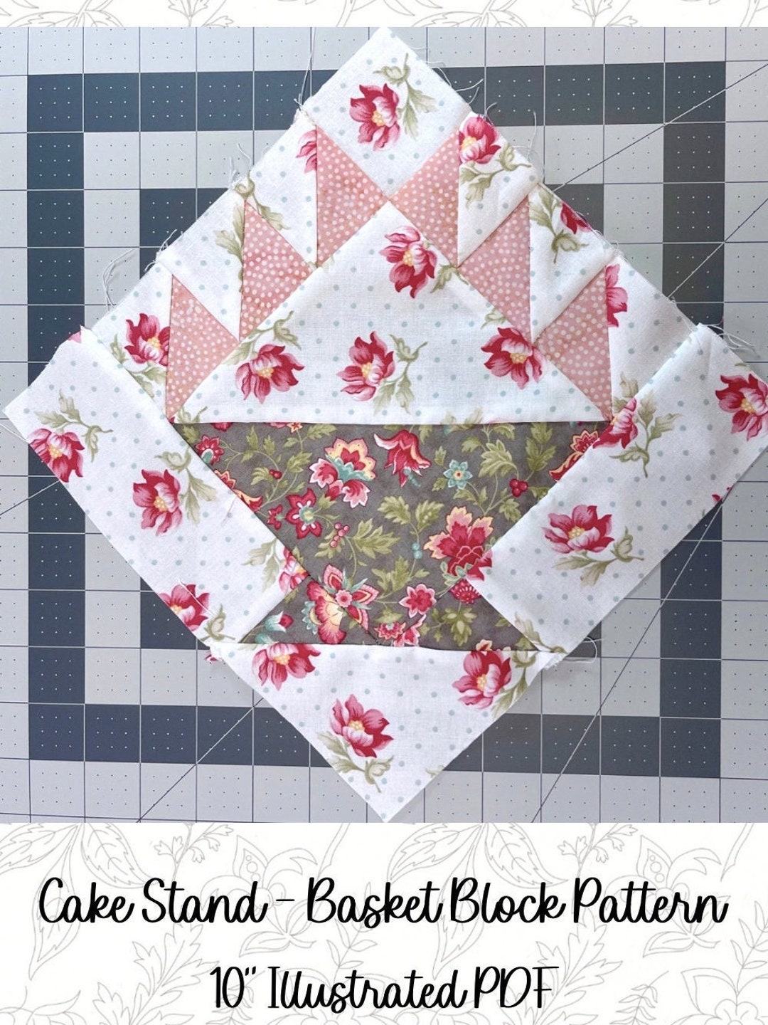 Cake Stand basket Block Quilt Block Pattern Instant Download PDF