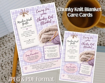 Chunky Knit Blanket Care Cards – Printable Laundry Guide (PDF Download)
