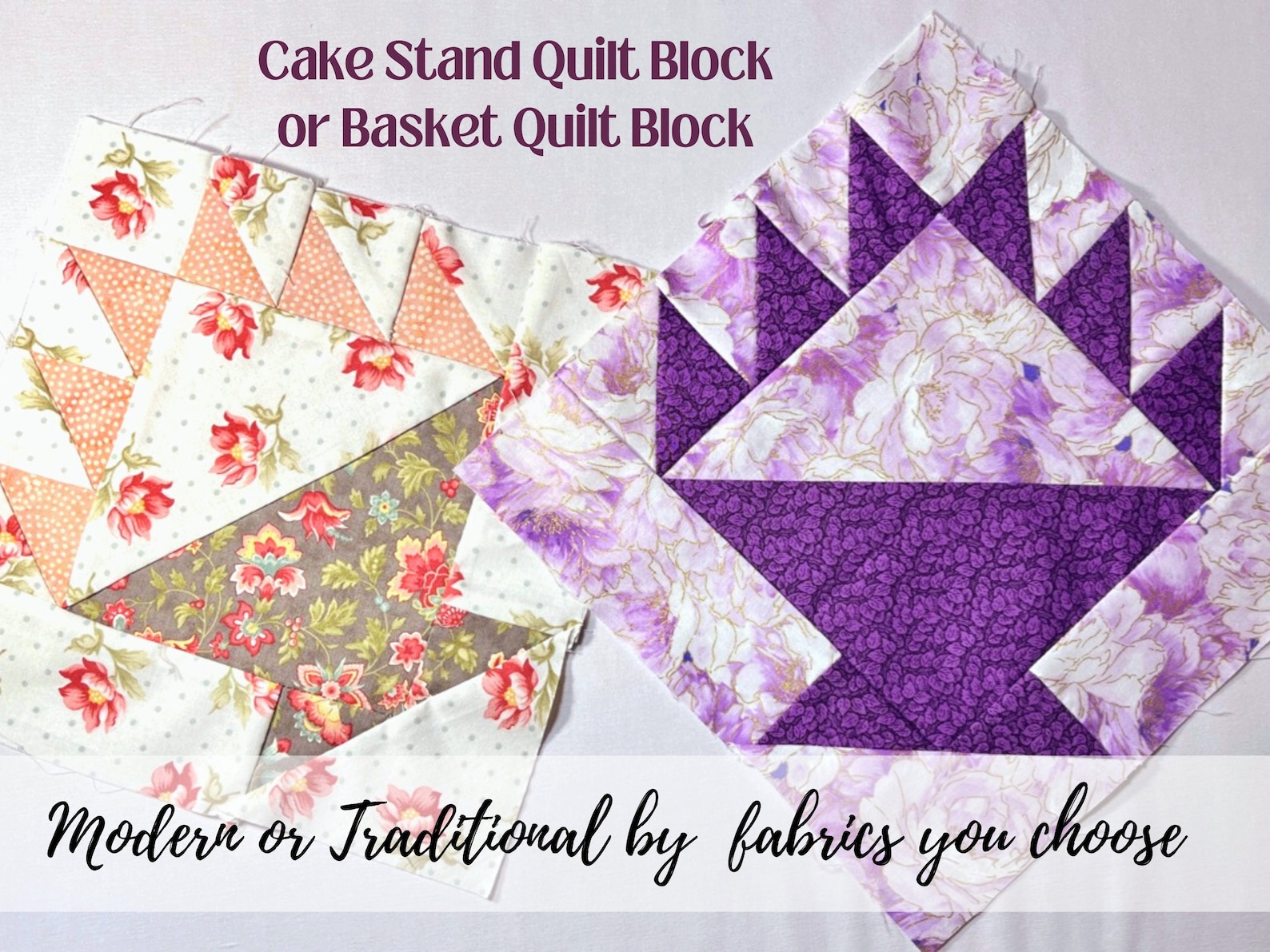 Cake Stand basket Block Quilt Block Pattern Instant Download PDF