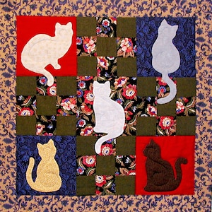 Kittens on my Quilt - Printable Digital Download Wall Quilt Pattern - Applique Wallhanging - Easy Applique&#39;