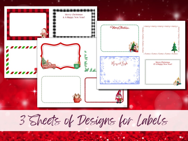 Christmas Quilt Labels Instant Download 12 Labels to Print 3 Sheets 8