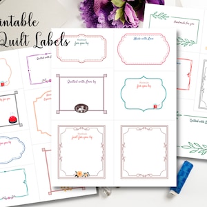 Quilt Design Labels Printable digital download contains 18 labels to print to fabric - 3 sheets 8.5x11 Pdf and Jpegs