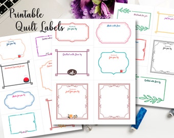 Quilt Design Labels Printable digital download contains 18 labels to print to fabric - 3 sheets 8.5x11 Pdf and Jpegs