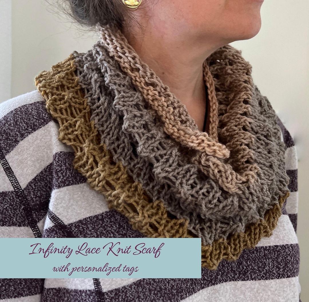Infinity Knit Scarf Pattern With Custom Tags (PDF Download) - Etsy