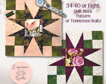 54-40 or Fight Quilt Block Pattern or Tennessee Waltz - Instant Download PDF Pattern