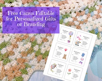 Crochet Baby Blanket Pattern PDF: Includes Editable Gift Tag Template