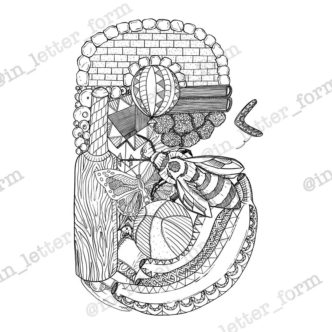 Alphabet Colouring Colouring in Letter Colouring Letter B B Words Print at Home Printable