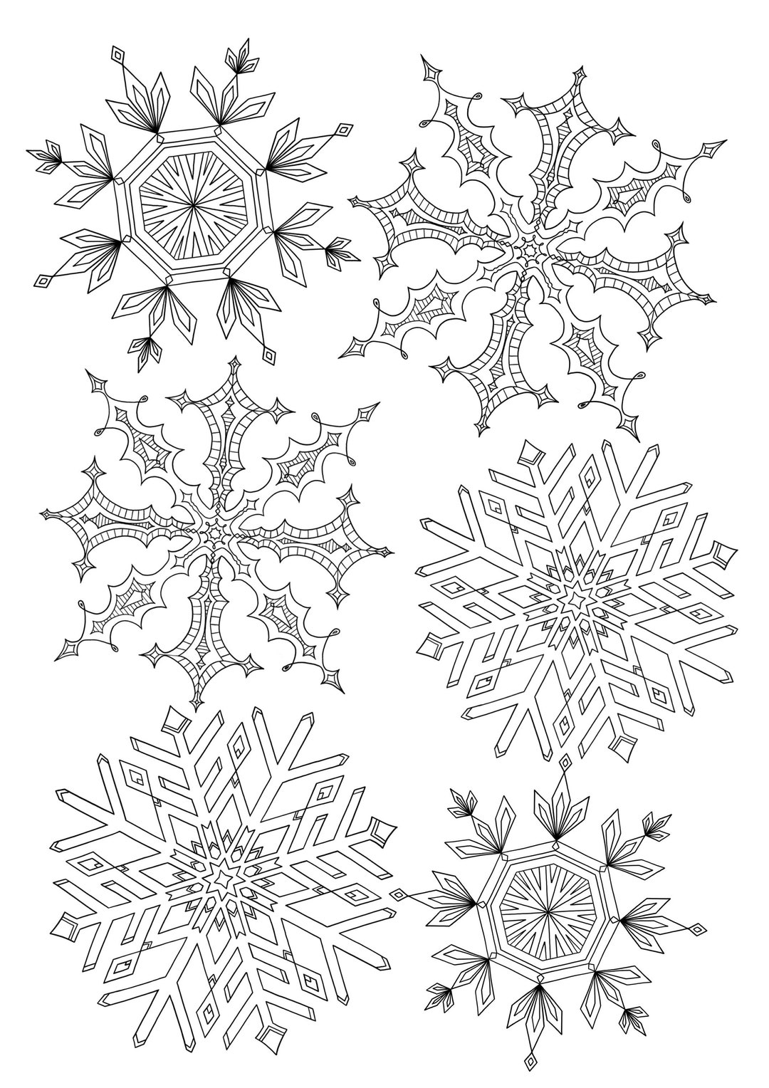 Winter Snowflake Colouring in Page Instant Digital Download Printable