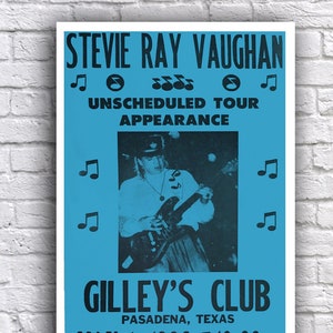 Stevie Ray Vaughan 1986 Gilley's Club Texas affiche de concert en papier cartonné 12 x 18 po