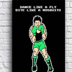 Little Mac Dance Like a Fly Bite Like a Mosquito Punchout de Mike Tyson, NES, affiche en papier cartonné 12 x 18 po.