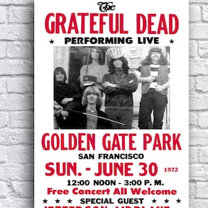 Grateful Dead and Jefferson Airplane 1972 San Fransisco California 12&quot; x 18&quot; Promo Concert Cardstock Poster