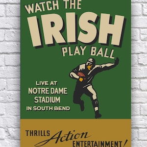 L'université de Notre-Dame combat le football irlandais en direct de South Bend vintage à la recherche d'une affiche en papier cartonné promo 12 x 18 po