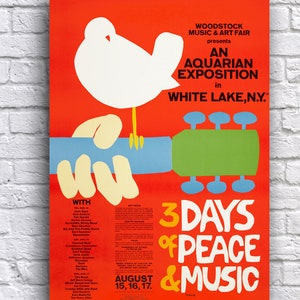 Woodstock Music Festival 1969 3 giorni di pace, musica e amore 12" x 18" Promo Concert Cardstock Poster