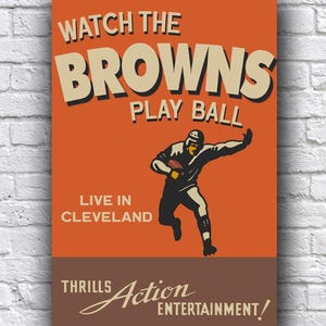 Cleveland Browns Football Live Vintage Looking Promo 12&quot; x 18&quot; Cardstock Poster