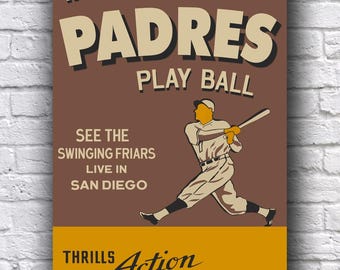 San Diego Padres Baseball Swinging Friars Live Vintage-style Promo 12&quot; x 18&quot; Cardstock Poster