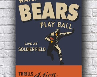 Chicago Bears Football Live from Soldier Field Vintage Looking Promo 12&quot; x 18&quot; Cardstock Poster