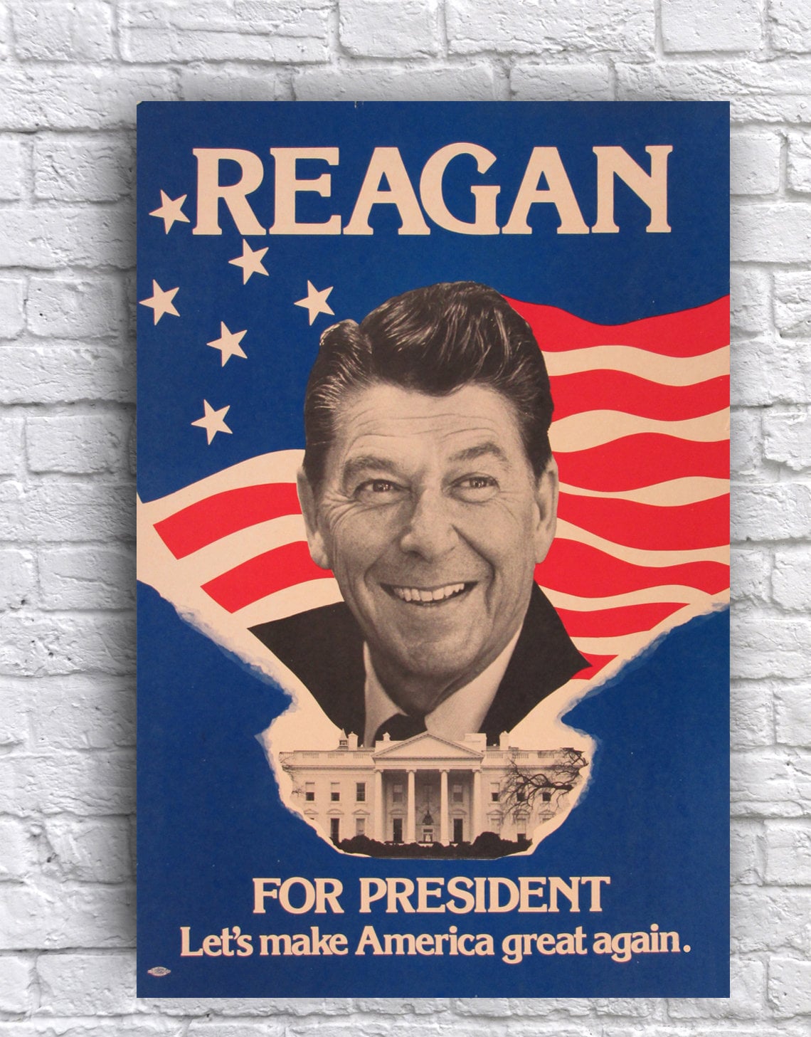 Ronald Reagan For President Let's Make America Great Again 12" x 18" Campaign Cardstock Poster Election Sign