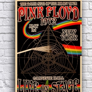 Pink Floyd La face cachée de la lune, 1972, New York, 12 x 18 po, affiche promotionnelle de la tournée en papier cartonné de la tournée
