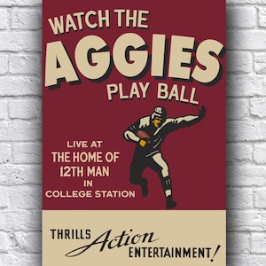 Das Texas A & M Aggies Football Live von der College Station Vintage Look Promo 12 "x 18" Kartonposter